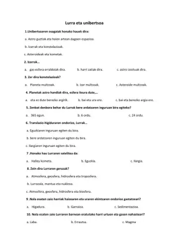 Lurra eta unibertsoa