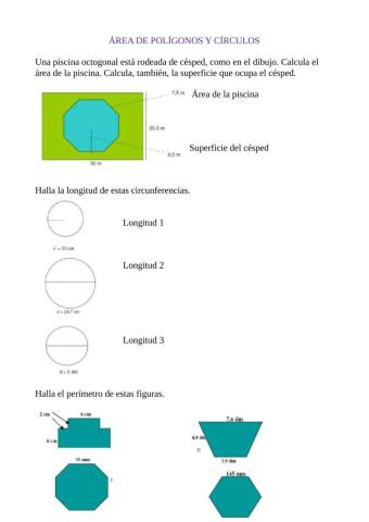 Área polígonos y cŕculos