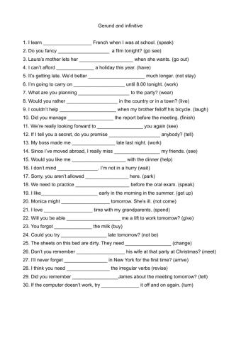 Gerund and infinitive