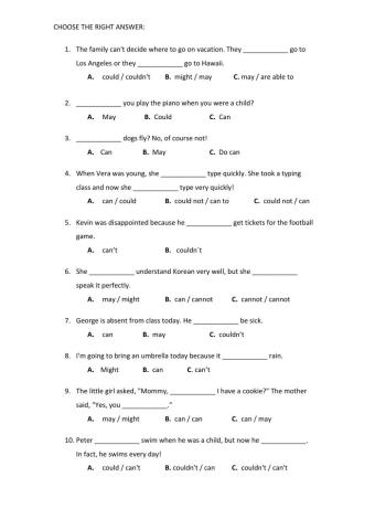 May, might, can, could