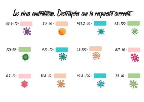 División decimales entre 10, 100, 1000...