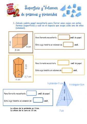 Superficie y volumen de prismas y pirámides