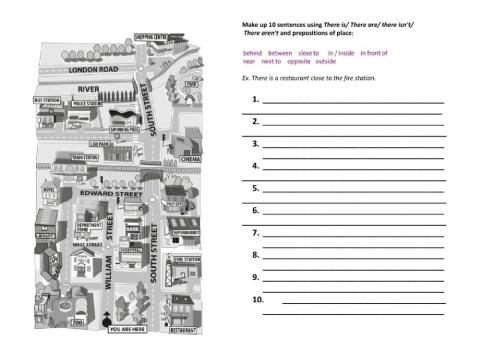 There is- There are + prepositions of places