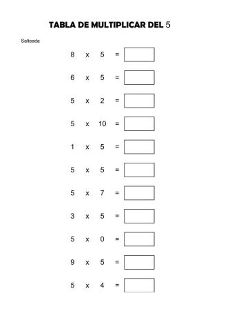 Tabla del 5 salteada