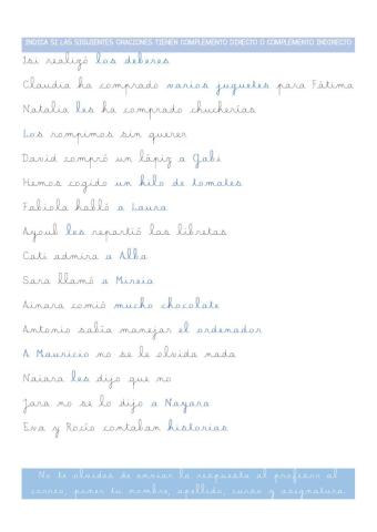 Complemento directo y complemento indirecto