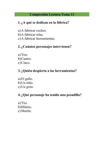 Compresión Lectora tema 11