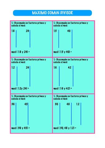 Calculamos el máximo común divisor