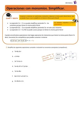 Operaciones con monomios