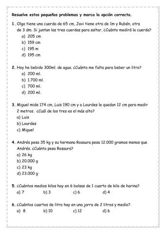 Medidas de longitud, capacidades y masas
