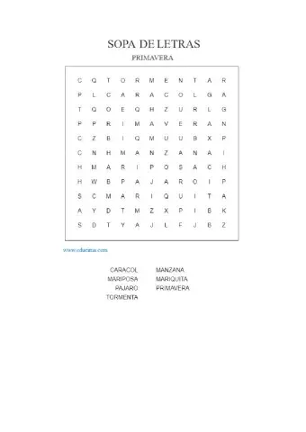 Sopa de letras primavera