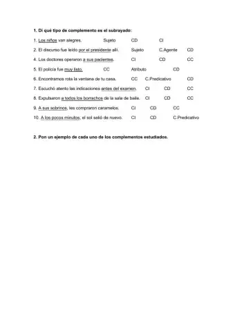 Complementos del verbo