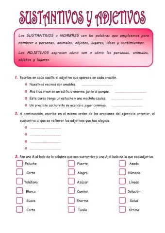 Sustantivos y adjetivos
