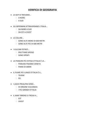 Verifica di geografia