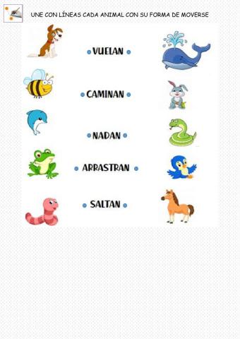Une con líneas cada animal con su forma de moverse