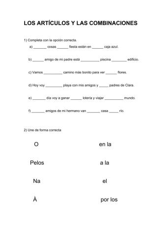 Los artículos y combinaciones