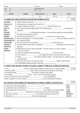 Beyond b1+ unit 9 test A