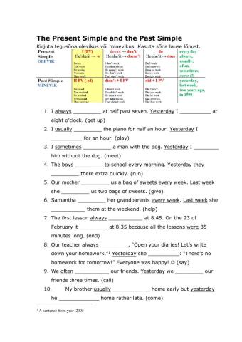 The present and past simple