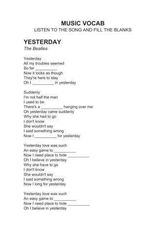 Music - yesterday