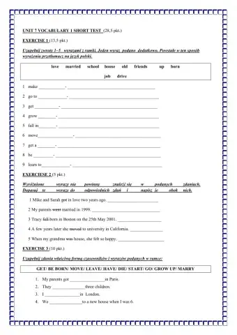 NEW VOICES 7 UNIT 7 Vocabulary short test