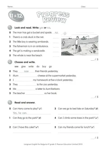 test 11-12 Progress longman -4th grade