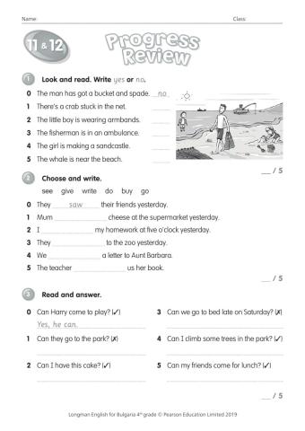 test 11-12 Progress longman -4th grade