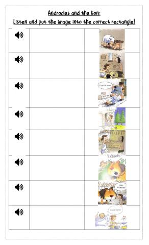 Androcles and the lion. Listen and drag