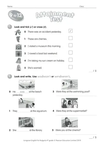 Test 9-12 Attainment Longman 4th grade