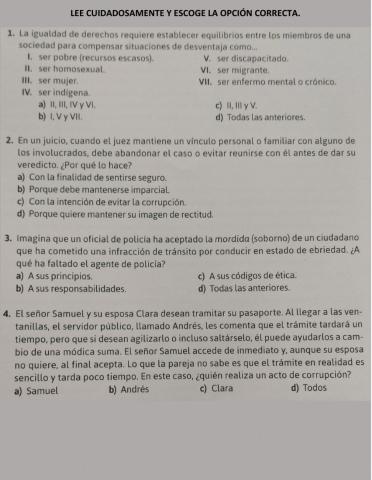Evaluación Tercer Trimestre. Cívica y Ética 2. Secundaria
