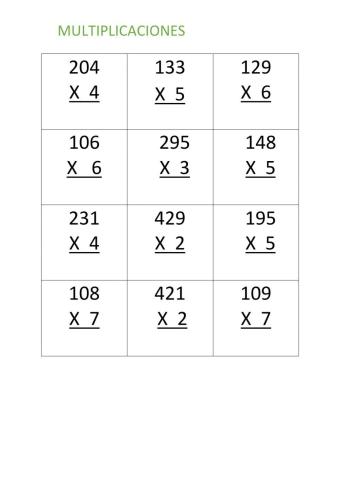 Multiplicaciones con llevada
