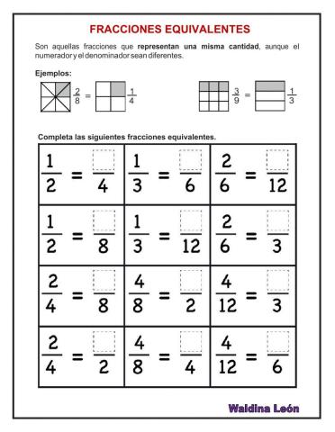 Fracciones equivalentes