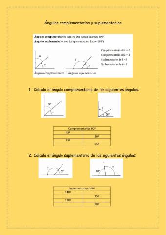 Ángulos complementarios y suplementarios