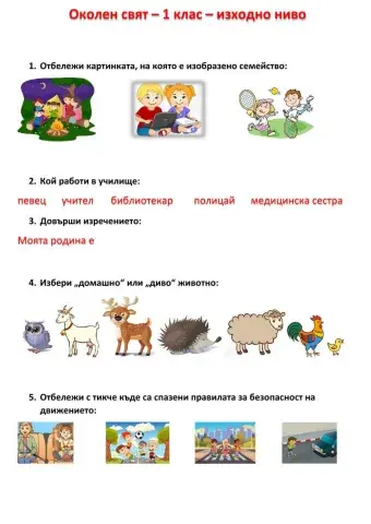 Околен свят - изходно ниво