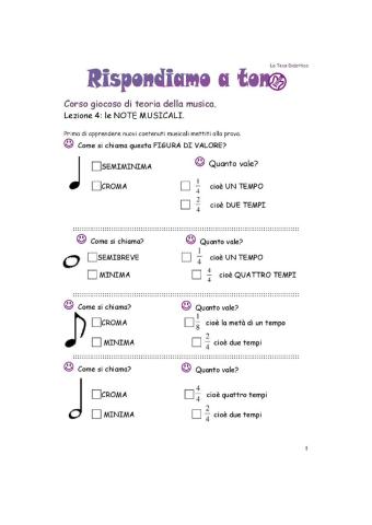 Il valore delle note musicali