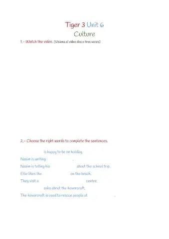 Tiger 3 Unit 6 Culture