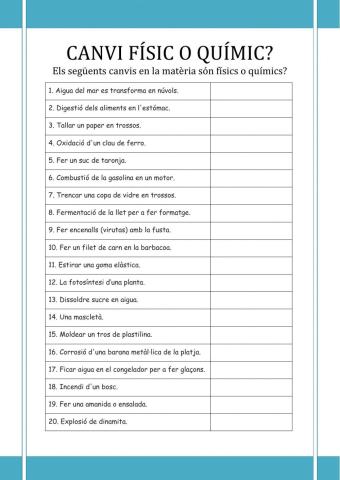 Canvi físic o químic?