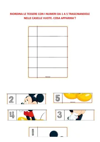 Puzzle con numeri 1-5 topolino