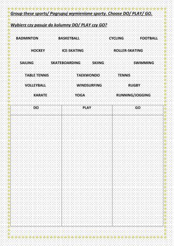 Sports grade 4 do play go