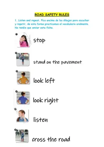 Road safety rules listen and repeat