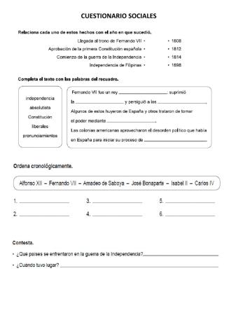 Prueba historia finales siglo xix españa