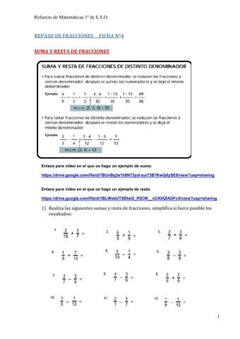 Operaciones con fracciones