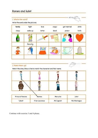 Romeo and Juliet - reading activity