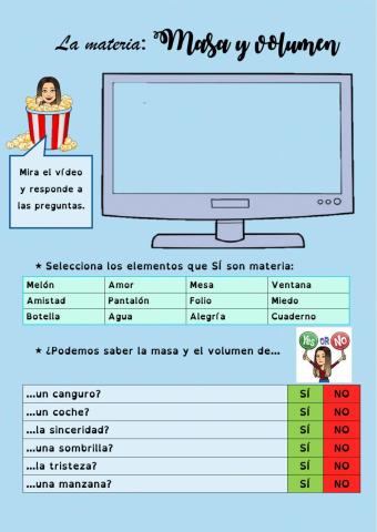 Materia: volumen y masa
