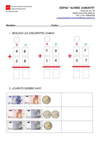 Sumas con llevadas y sistema monetario