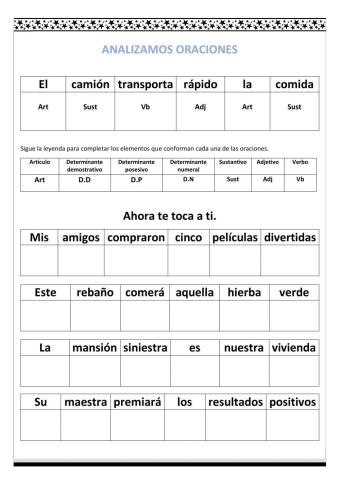 Analizamos oraciones.