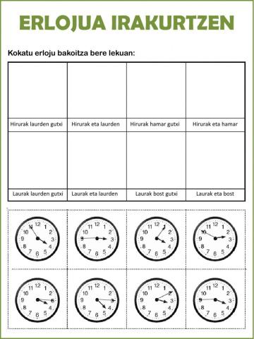 Erlojua irakurtzen