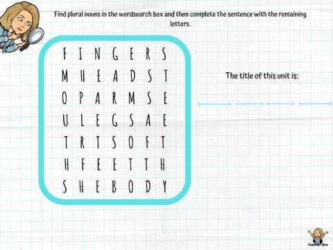 wordsearch parts of the body