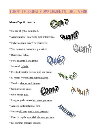 IDENTIFIQUEM COMPLEMENTS DEL VERB
