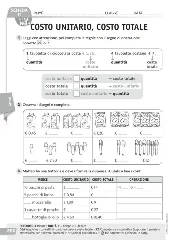 costo unitario costo totale