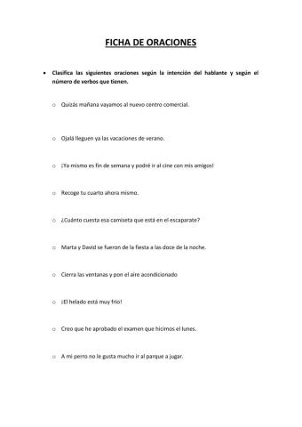 Clasificación de oraciones