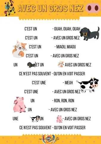 Avec un gros nez (chanson)-Les animaux